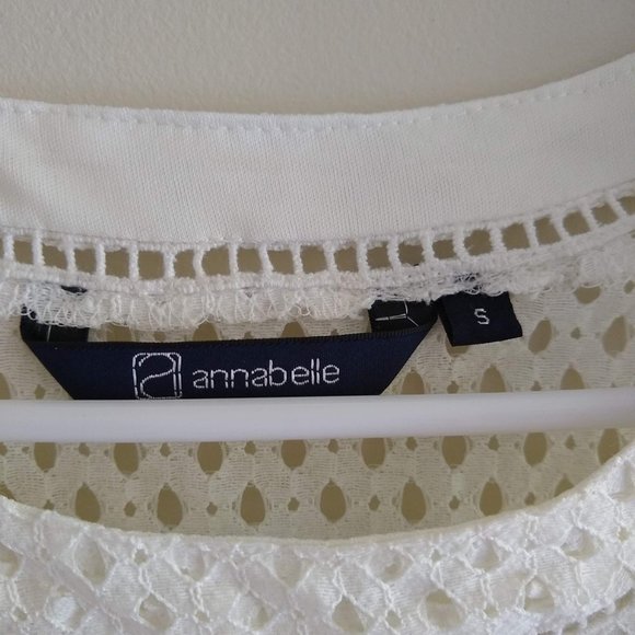 Annabelle White Lace Crochet Round Neck sleeveless eyelet Top Size Small - Picture 5 of 11